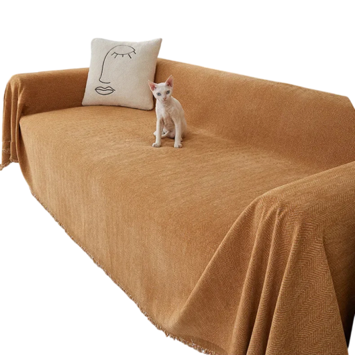 Chenille sofaovertræk med elegante frynser 180 x 280 cm fiskebensmønster beskyttelse af sofaen mod snavs til stuen