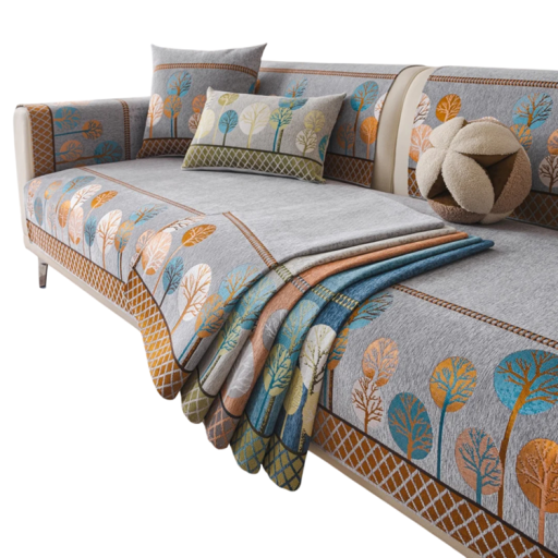 Chenille-sohvasuojus 70 x 150 cm jacquard-kudottu liukumatonta puumallia pestävä suojapeite olohuoneen sohvalle