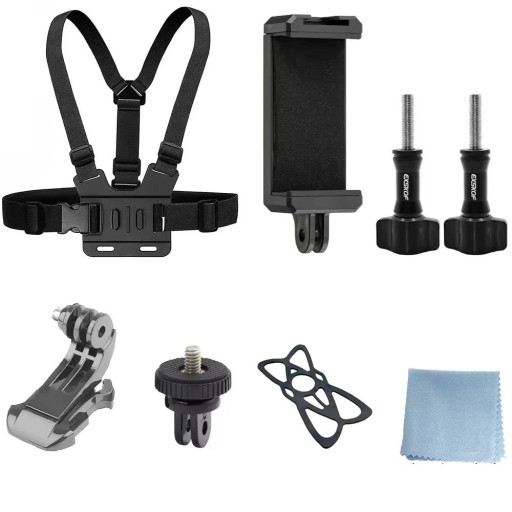 Chest Mount Kit for Action Camera Adjustable Strap Stable Silicone Insert Compatible with All GoPro and Action Cameras
