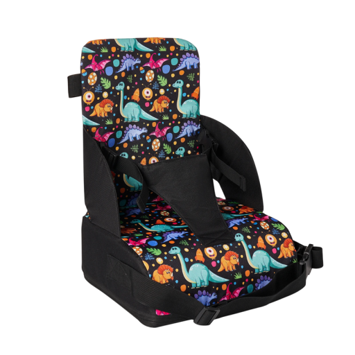 Children's Booster Seat 43 x 25 x 30 cm Washable PU Travel Chair with Straps Safety Buckle Dinosaur Pattern for Toddlers