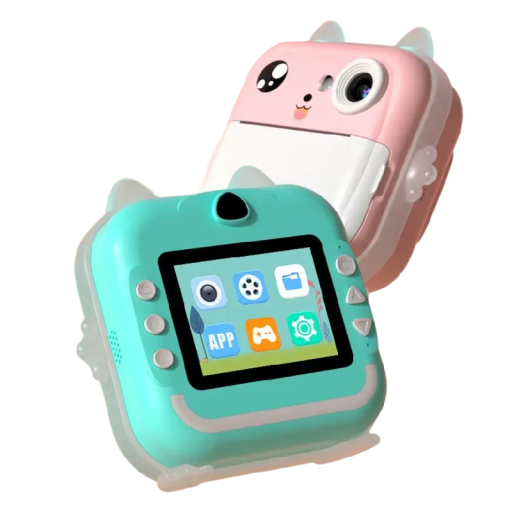 Children's Camera with Instant Printing 1080p Thermal Printing on Paper 2.4" IPS Display USB Charging 800mAh Battery Including 3 Rolls of Paper and Lanyard