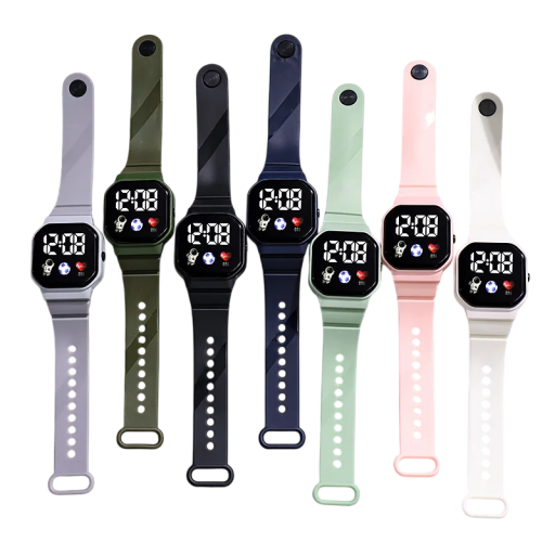 Children's Digital Watch with LED Display Colourful Waterproof Silicone Watch with Large Readable Time Electronic Watch for Kids