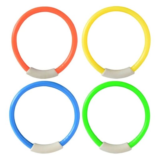 Children's Diving Rings for Pool - Set of 4 in Orange, Yellow, Blue and Green for Swimming, Diving and Water Games Practice