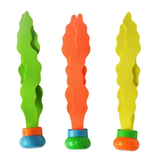 Children's Diving Toy for Pool in the Shape of Seaweed Set of 3 Pieces in Green, Orange and Yellow for Play and Swimming Practice in Water
