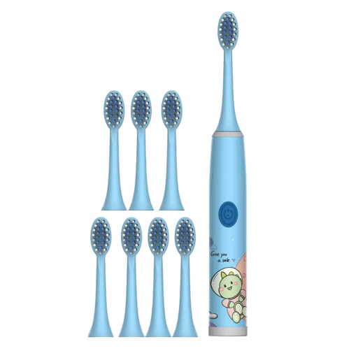Children's Electric Toothbrush with Space Design Soft Electric Toothbrush with Animals for Kids with 8 Replacement Heads Waterproof Toothbrush Powered by AA Batteries with Astronauts IPX7