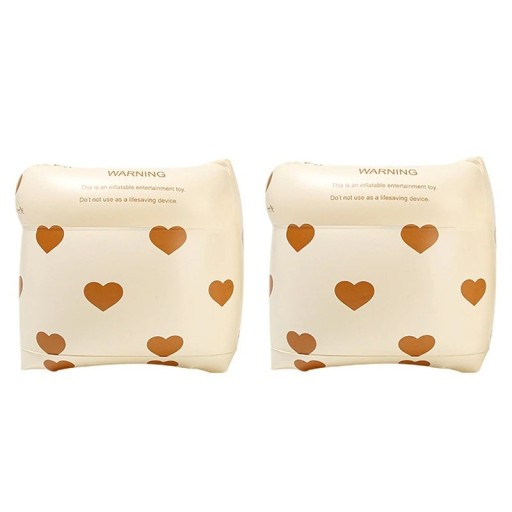 Children's Inflatable Arm Bands PVC 17 x 18 cm Cream Swimming Floats with Hearts Swimming Ring Buoy Armbands for Children and Adults
