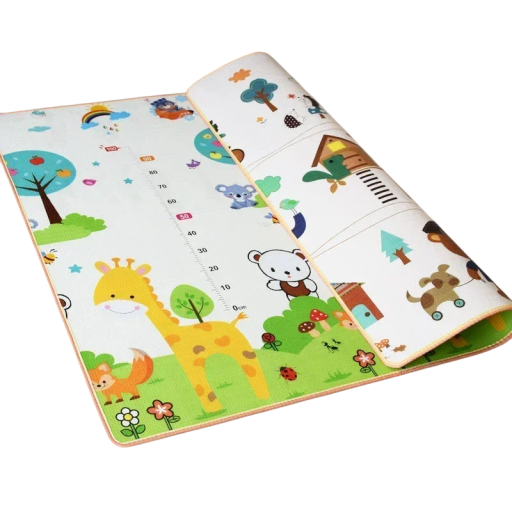 Children's Play Mat 180x120x0.5 cm Soft EPE Foam Carpet for Crawling Reversible Children's Mat with Animal Patterns Safe Play Area