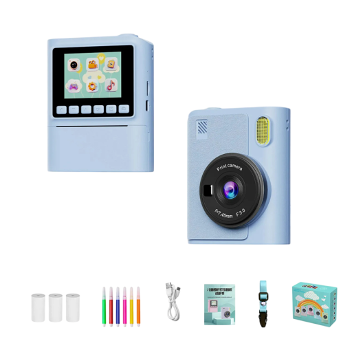 Children's Polaroid with Black and White Photo Printing and 1080P Video with 2.4-Inch Display, 8x Zoom, 32 GB Card and USB-C Charging