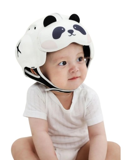 Children's Protective Helmet Panda Head Protector made of Microporous Foam Nylon and Polyester White For Learning to Walk for Toddlers and Infants