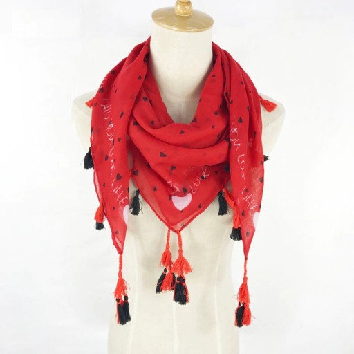 Children's Spring/Autumn Scarf with Hearts J2457