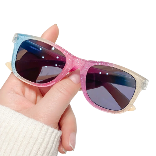 Children's Sunglasses 12.8 x 4 cm Multicoloured Square Glasses with Rainbow Shine Shiny Stylish Glasses for Children Summer Glasses for Outings