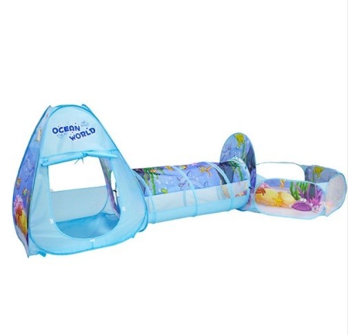 Children's Tent with Tunnel and Playpen - Ocean