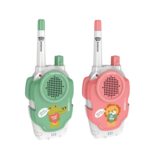 Children's Walkie Talkies 2 pcs with Two-Way Communication Range 300 m 17.5 x 7.2 x 4 cm Antenna and PTT Button Green and Pink for Outings and Outdoor Games