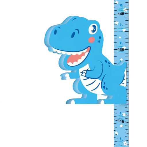 Children's Wall Meter 65 - 185 cm 3D Magnetic Height Chart with Blue Dinosaur Cute Decoration for Measuring Children's Growth