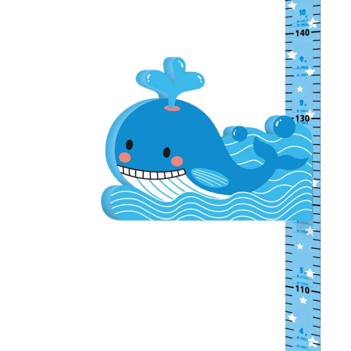 Children's Wall Meter 65 - 185 cm 3D Magnetic Height Chart with Whale Cute Wall Decoration for Measuring Children's Growth