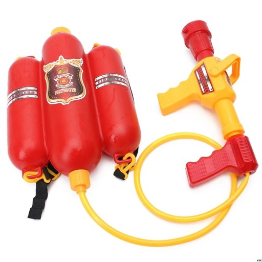 Children's Water Firefighter Gun with Backpack Tank Plastic 32 cm Red Spraying Toy for Outdoor Summer Games and Water Fun
