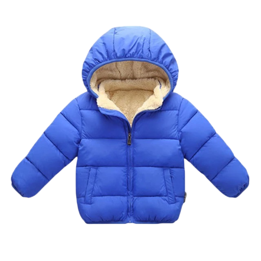 Children's Winter Jacket with Zip Hood Unisex Warm Winter Jacket with Pockets Cotton Wool Comfortable Warm Jacket for Boys and Girls