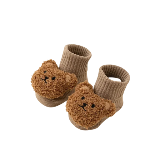 Children's Winter Unisex Socks Warm Cotton Socks Plain with Bear Motif Soft Warm Socks for Kids in Winter
