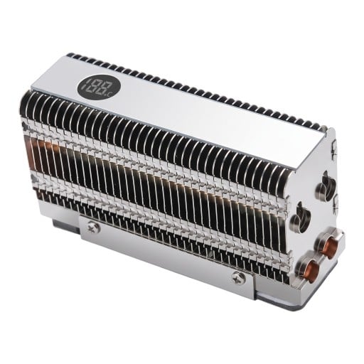 Chłodzenie dla dysku M.2 SSD 71 x 38 x 23 mm z cyfrowym wyświetlaczem temperatury i podwójną miedzianą rurką w kolorze srebrnym dla NVMe i NGFF
