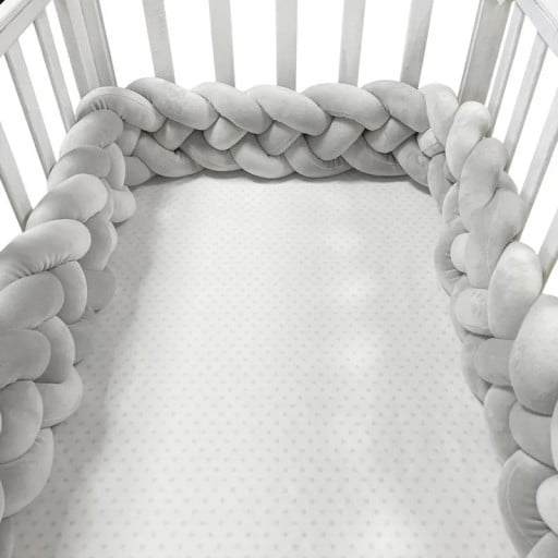 Chránič do postýlki pleciony warkoczowy materac długość 2 m bawełna jednokolorowe wykonanie ochrona główki niemowlęcia do łóżeczka i kołyski