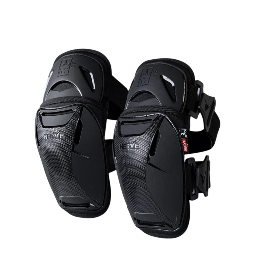 Chrániče kolen na motorku ochranné 24 x 13 cm pevná konstrukce černé pro motokros a terénní jízdu na motocyklech