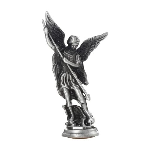 Christelijke figuur van de heilige Michaël 8 x 4,2 cm Metaallegering Religieuze beeld van de aartsengel Decoratie van het altaar beschermend