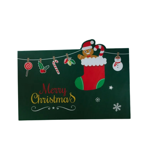 Christmas and New Year 3D Paper Card Folding Card with Tree, Snowman, Star and Gift Motifs Creative Elegant Decorative Greeting Card