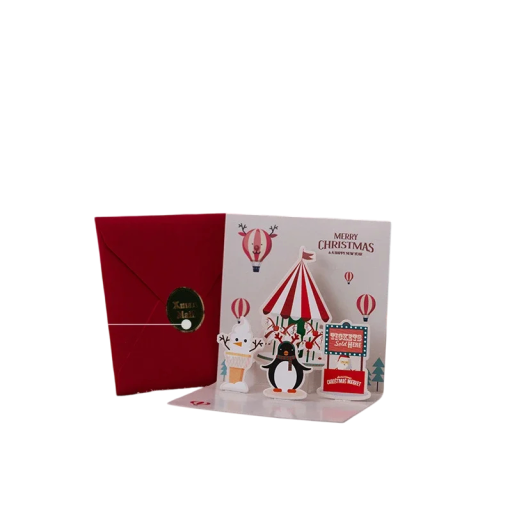 Christmas and New Year 3D Paper Greeting Card Handmade Foldable Festive Card with Christmas Motifs Elegant Decorative Greeting Card for Everyone