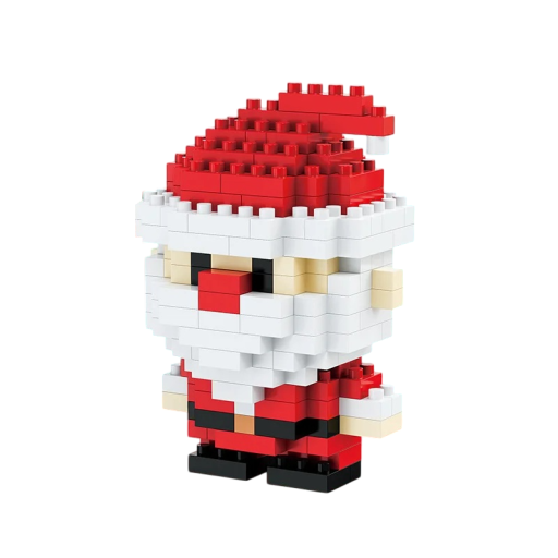 Christmas Building Set 6.8 x 4.8 x 3.6 cm 200 Pieces Santa Claus Figurine with Hat Detailed Mini Model for Festive Decoration and Assembly