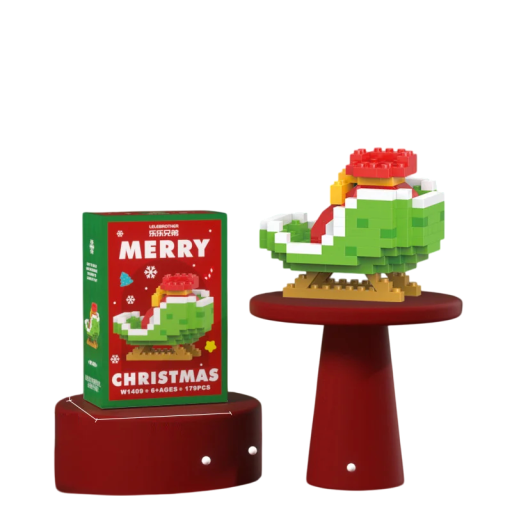 Christmas Building Set Sleigh 5.6 x 3.7 x 5.0 cm 179 pcs Micro Bricks Plastic Model Mini Building Set Christmas Decoration