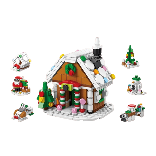 Christmas Construction Set 6-in-1 with Coloured Light Building Christmas Cottage 307 Pieces