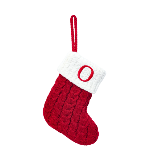 Christmas Decorative Stocking 15 x 25.7 cm Red with White Trim and Hanging Loop Embroidered Letter O Christmas Stocking for Gifts