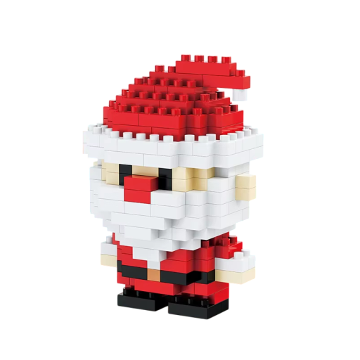 Christmas Micro Building Set Santa Claus 48 x 36 x 68 mm DIY Festive Assembly Blocks 200 pcs Table Decoration for Winter Atmosphere and Joyful Crafting