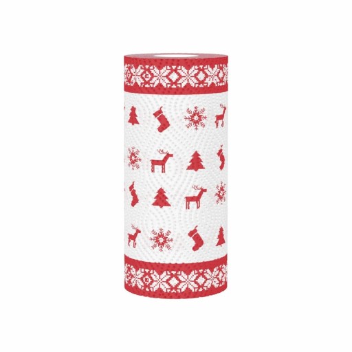 Christmas Paper Kitchen Towels 1 Roll 48 Sheets Red and White Christmas Pattern Strong Absorbent Towels for Cleaning and Dining