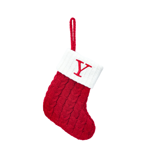 Christmas Stocking 15 x 25.7 cm Red Decorative Sock with White Trim and Hanging String Embroidered Letter Y Christmas Decoration