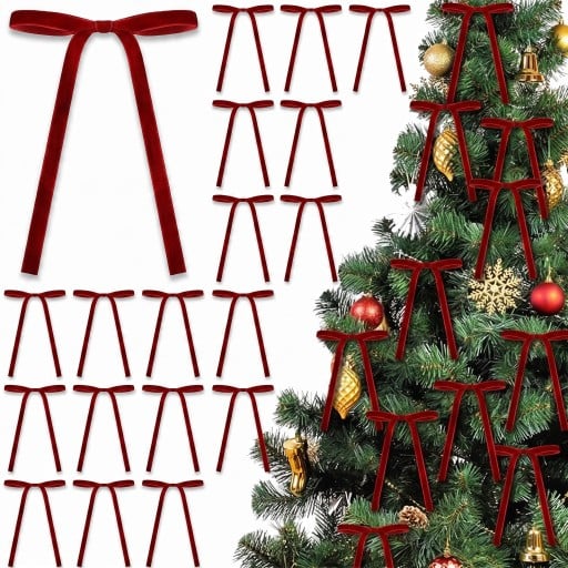 Christmas Velvet Bows Set of 10 Pre-Tied Bows 12.7 x 17.8 cm Velvet Christmas Tree Decorations Wreaths and Gifts Christmas Decorations