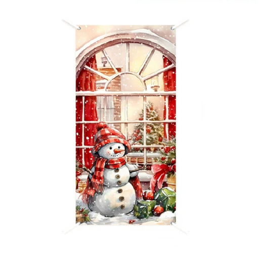 Χριστουγεννιάτικη κάθετη σημαία με χιονάνθρωπο 180 x 90 εκ. Πολυεστερική διακόσμηση για πόρτες και τοίχους Εξωτερική και εσωτερική χριστουγεννιάτικη διακόσμηση