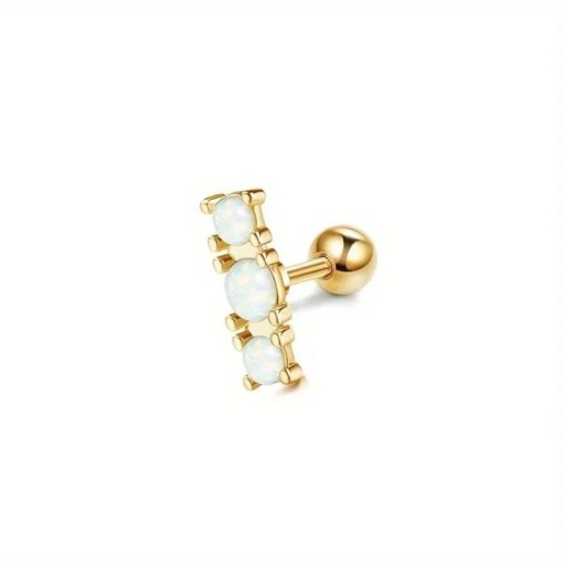 Χρυσό piercing με 3 πέρλες από χειρουργικό ανοξείδωτο ατσάλι Εξαιρετικό σωματικό κόσμημα με λεπτό περλέ διακοσμητικό