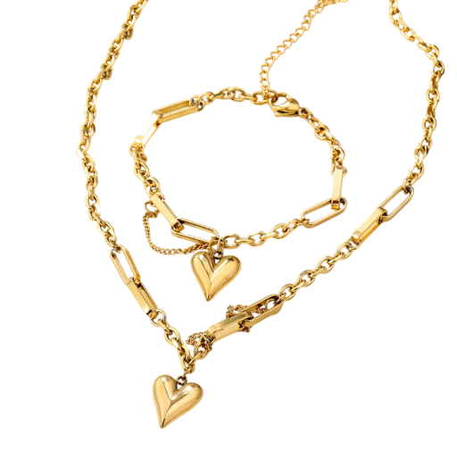 Chunky ketting en armband van roestvrij staal Uitgesproken massieve dames set Moderne sieraden voor feestjes, evenementen en dagelijks gebruik