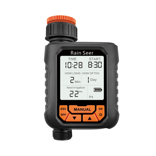 Chytrý automatický zavlažovací časovač s LCD displejem a dešťovým senzorem 16 x 9 x 5,3 cm na 3/4" kohoutek a zahradní hadici