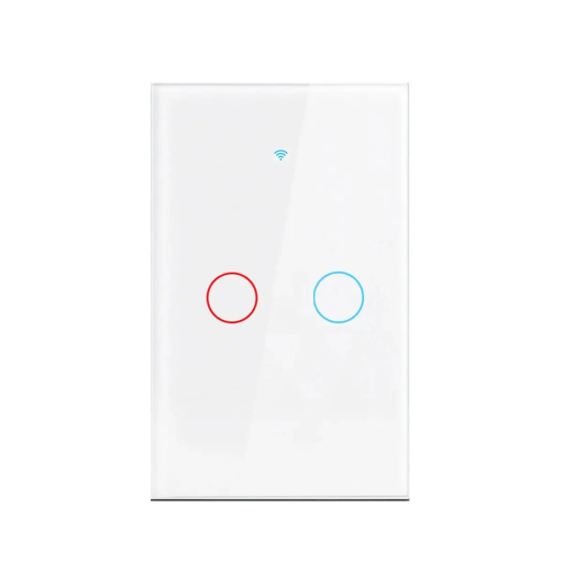 Chytrý dotykový nástenný vypínač 12 x 7,2 cm 2gang LED WiFi Bluetooth Ovládanie hlasom Alexa Google Home Tvrdené sklo PC panel Biely