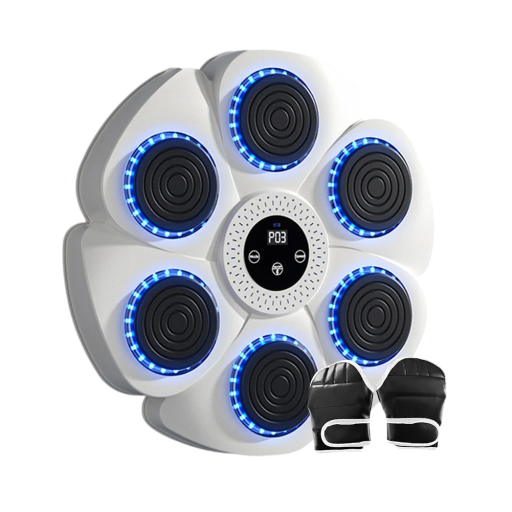 Chytrý hudební boxerský stroj 400x400 mm s LED světly a rukavicemi ABS nástěnný boxovací trenažér pro děti i dospělé domácí fitness