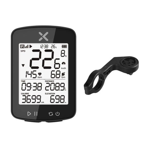 Ciclómetro sem fios com GPS 7 x 4,8 x 2 cm 2,2" LCD Ecrã À prova de água IPX7 Calorias Frequência cardíaca Altímetro USB-C Aplicação Suporte