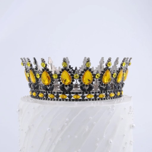 Čierna koruna na tortu 12,5 x 5,3 cm Farebné kamene Elegantná dekorácia na tortu Narodeninová oslava Princeznovský motív