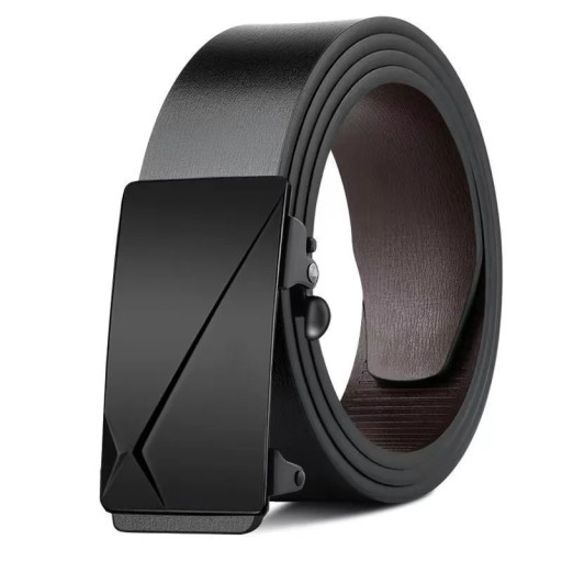 Čierny pánsky opasok z pravej hovädzej kože 3,8 cm Klasický kožený opasok s kovovou prackou Elegantný doplnok k obleku aj džínsom Darček pre mužov