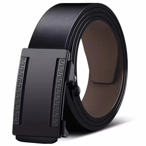 Čierny pánsky opasok z pravej kože 3,8 cm Elegantný kožený opasok s kovovou prackou Klasický opasok do džínsov aj obleku Pánsky módny doplnok