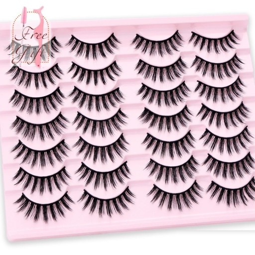 Cils artificiels 14 paires pour un allongement naturel des cils Cils faux 3D volumineux Cils artificiels autocollants