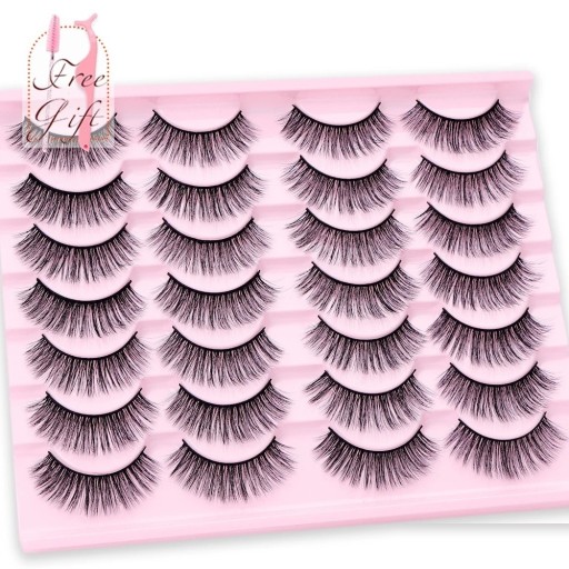 Cils artificiels 14 paires pour un allongement naturel des cils Cils faux 3D volumineux Cils artificiels autocollants