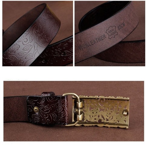 Cinto de couro feminino com fivela decorativa J2854