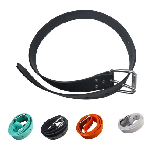 Cinto de peso para mergulho 1,3 m Cinto de silicone largura 45 mm espessura 4 mm Fivela em aço inoxidável para cintos 80–115 cm Pesca submarina Freediving